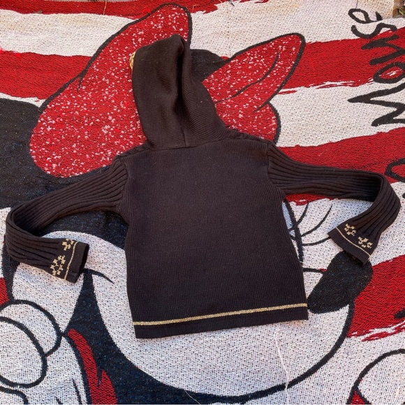 VTG HEARTWORKS BLACK RIBBED LEOPARD CAT GRAHIC ZIP UP SWEATER SIZE 4T - Picture 6 of 8